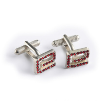 Men's Silver Alphabet Cufflinks, Square Drilled Crystal French Shirt Cufflinks Customized